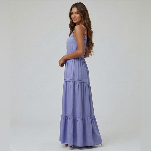 Blue Boho Solid Ruffle Hem Cami Dress - Picture 4 of 11